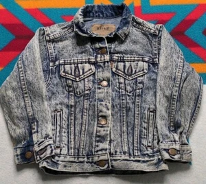 Vintage Levi's Acid Wash Denim Trucker Jacket Jean Made In USA 1988 Youth Size 6 - Picture 1 of 7