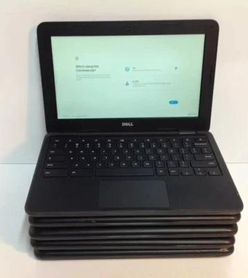 Lot of 5 Dell Chromebook 11 3180 11.6" Celeron 3060 4GB RAM 1.8GB SSD W/Adapters - Image 1 of 4