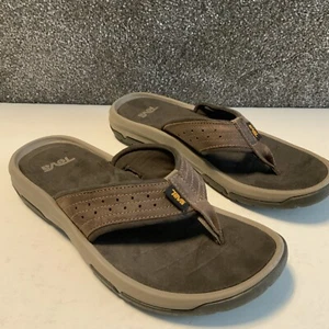Sandalias Teva Langdon Slide de cuero marrón para hombre talla Uk 8 muestras raras - Imagen 1 de 7