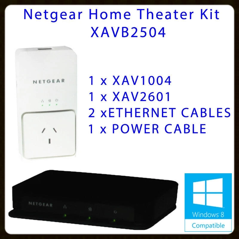 Netgear XAVB2504 Powerline Ethernet Adapter 200Mbps Home Theater Connection Kit - Image 1 of 1