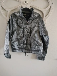 Jamie Sadock Jacket Vest Medium Womens Grey Splatter Wet Look Tennis Zipper Golf - Picture 1 of 11