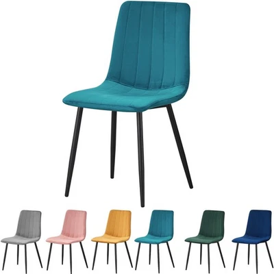 1/2 PCS Dining Chairs Velvet Set Padded Seat Metal Leg Kitchen Chair Home Office - Image 1 of 4