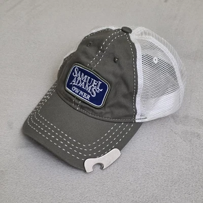 Samuel Adams Sombrero Gorra Correa Trasera Gris Blanco Malla Camionero Parche Abridor de Botellas Para Hombres Foto 1 de 4