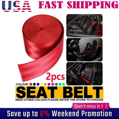 Red 3.6M Harness 3 Point Auto Car Racing Safety Retractable Lap Seat Belt Jfekza - Image 1 of 4