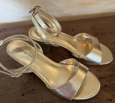 Lane Bryant Dream Cloud Platform Strappy Block Heel Sandals Gold Sz 8W NEW! - Image 1 of 4
