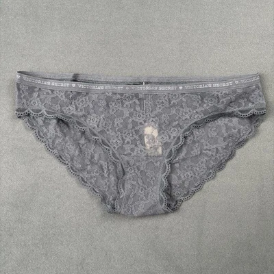 Трусики бикини Victoria's Secret серые цветочный гребешок кружевной логотип талия M - Изображение 1 из 4