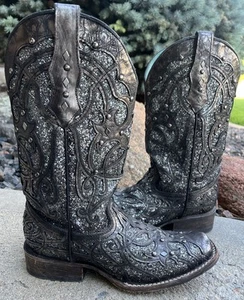 Botas vaqueras occidentales Corral para mujer 7,5 M con incrustaciones brillantes tachonadas punta cuadrada C3404 - Imagen 1 de 17