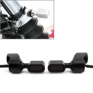 For Harley FXR Dyna Glide Front Fork LED Turn Signal Indicator Light Lamp Black - Picture 1 of 9