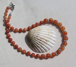 Collar de chakra con cuentas de piedras preciosas de cristal de piedra solar naranja "Rayo de sol" - Imagen 1 de 7