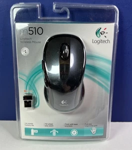 Logitech M510 Wireless Mouse w/ USB Receiver Ergonomic Gray Black 910-001822 NEW - Picture 1 of 6