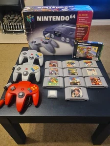 Nintendo 64 N64 Console Boxed With Steering Wheel 4 Controlers 11 Games - Picture 1 of 13