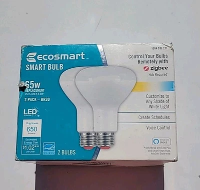 EcoSmart 65-Watt BR30 LED Smart Bulbs - 2 Pk - 650 Lumens New In Box - Image 1 of 3