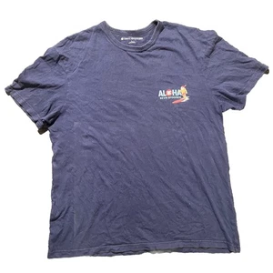 Reyn Spooner T-Shirt Sz L Blue Aloha Christmas Surf Santa Graphic Holiday 2sided - Picture 1 of 9