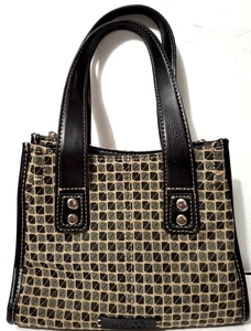 Vintage 90s Nine & Co Mini Double Top Handle Purse/Handbag Checked Pattern Nice - Picture 1 of 8