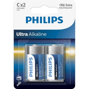 2 Philips Ultra Alkaline C Batteries 1.5v Blister Lr14 Baby 2bl Exp 2029 New - Picture 1 of 1