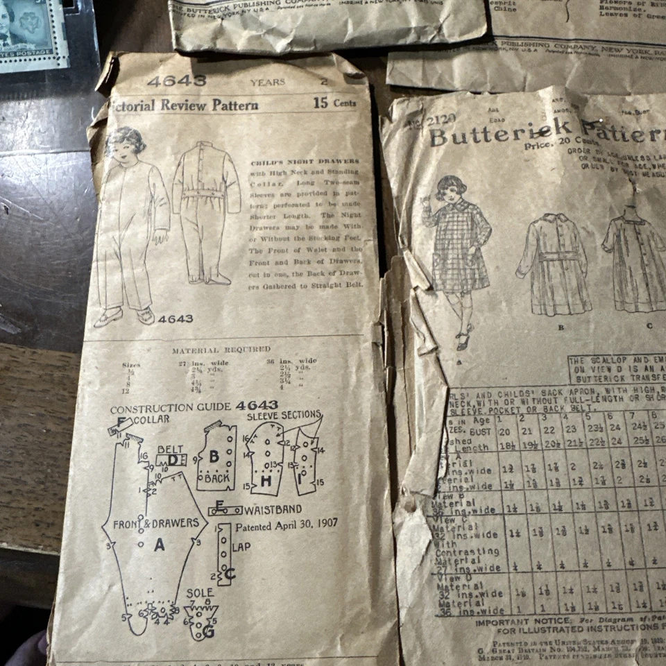 1920s Pictorial Review Butterick Children’s Sewing Patterns Coats Dresses PJ - Image 1 of 4