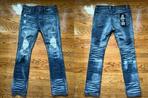 Cult of Individuality Punk Super Skinny Jeans 36x32 Distressed Honeycomb Denim - Picture 1 of 17