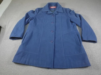 Abrigo de lana vintage para mujer grande azul antiguo botón dinero abrigo de coche hecho en EE. UU. Lujo Foto 1 de 4