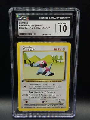 2000 Pokemon ITALIAN 1st Edition Base Set Porygon 39/102 CGC 10 Gem Mint - Image 1 of 3
