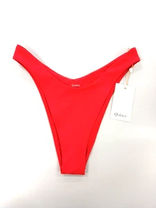 Women's Quince Italian High Leg Bikini Bottoms Sz Small Red Swimwear Beach NWT! - Picture 1 of 6