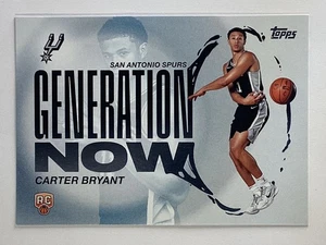 2025-26 Topps Generación Ahora Inserto #GN-14 Carter Bryant RC San Antonio Spurs - Imagen 1 de 2