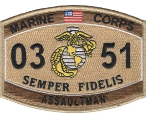 4.5" MARINE CORPS MOS 0351 ASSAULTMAN DESERT EGA EMBROIDERED PATCH - Picture 1 of 1