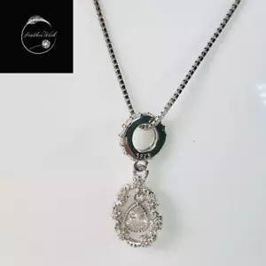 Sterling Silver 925 Vintage Classic Style Crystal Pendant And 45cm Box Chain - Picture 1 of 10