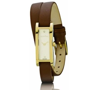 PANDORA Women's 18K Gold Double Leather Oblong Diamond Watch- 812019LG - Picture 1 of 9