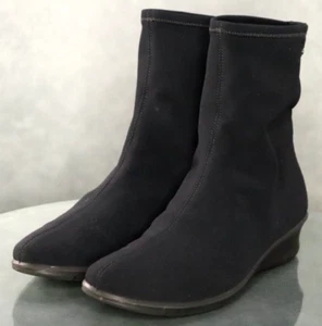 ECCO Abelone Gore Tex $160 Women's Ankle Wedge Boots Size EU 41 US 10-10.5 Black - Picture 1 of 13
