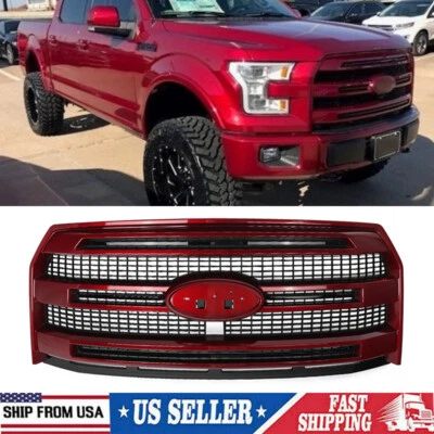 Ruby Red Front Upper Grille W/ Camera Hole US For 2015 2016 2017 Ford F-150 F150 - Image 1 of 4