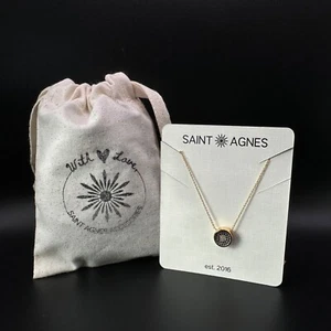 Round Charm Blue Crystal Pavé Necklace | Giftable, New | Saint Agnes Accesories - Picture 1 of 6