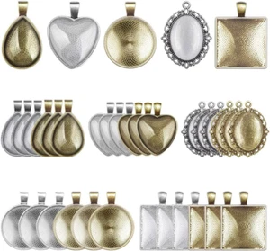 Anezus 60 Stck. Anhänger Fächer, Einfassung Anhänger Fächer Rohlinge mit Glas Cabochons für - Bild 1 von 12