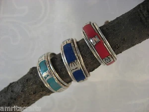 Tibetan Buddhism Lapis Om Mani Mantra Spin Ring - Picture 1 of 4