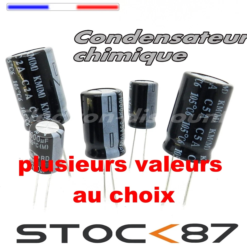 Condensateur chimique 100V 1  2,2   3,3   4,7   10   22  33  47  100 1000 uF - Photo 1/1