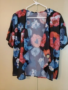STYLEWORD Women’s Small Summer Kimono Cardigan Short Sleeve Sheer Cover Up - Picture 1 of 4