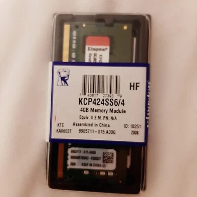 Kingston 4GB DDR4 2400 SODIMM Laptop/PC memory. Brand New Sealed Pack. Free Post - Image 1 of 3