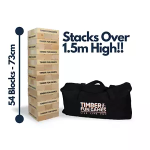 GIANT JENGA – 54 BLOCKS WITH BAG! STACKS 1.5M HIGH! Outdoor Family Garden Game - Picture 1 of 6