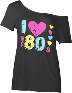 Smile Fish Women's I Love The 80's Off The Shoulder Tops, Size Large - Picture 1 of 1
