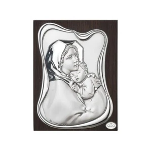Pannello piccolo Madonna con Bambino in laminato argento By Acca - Imagen 1 de 3