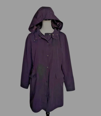 Chaqueta para mujer Talbots abrigo de lluvia púrpura con capucha cremallera a presión talla grande” Foto 1 de 4