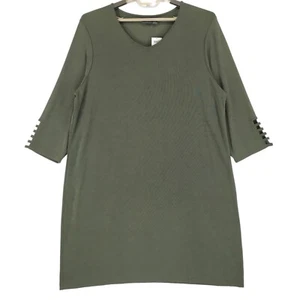 Travelers by Chicos Lattice Sleeve Dress Women's 4 (2XL) Green 3/4 Sleeve NWT - Picture 1 of 9