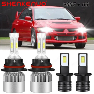 For Mitsubishi Lancer 2004-2007 LED Headlight Fog Light Bulbs Kit White 6000K - Image 1 of 4