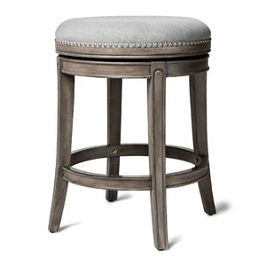 Maven Lane Alexander Round Backless Swivel Stool, Reclaimed Oak(Open Box) - Picture 1 of 7