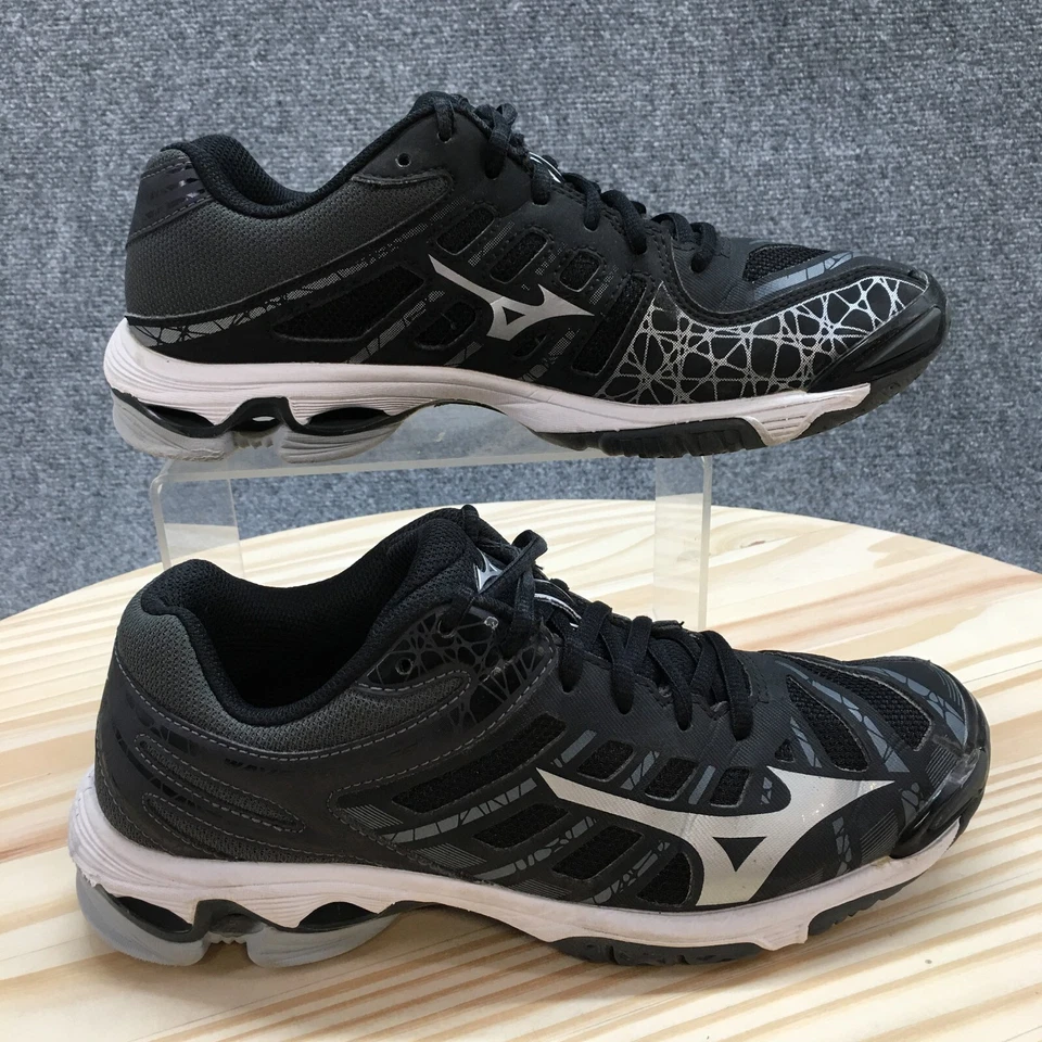 Mizuno Zapatos Mujer 8.5 Onda Voltaje Atlético Bajo Tenis Negro Gris Con Cordones Foto 1 de 4