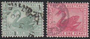 Australia Western Australia - 1885-1893 - SC# 58, 62 - Swan - Used Lot # 31 - Picture 1 of 2