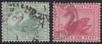 Australia Western Australia - 1885-1893 - SC# 58, 62 - Swan - Used Lot # 31 - Image 1 of 2