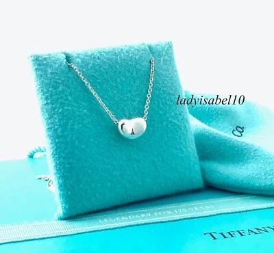 Tiffany & Co. Elsa Peretti Mini Bean Cham 16" Colar Prata 925 com Bolsa $275 - Imagem 1 de 4