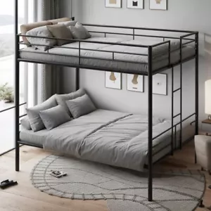 Queen Over Queen Bunk Bed with Wood Slat Support for Kids/Adults - Picture 1 of 5