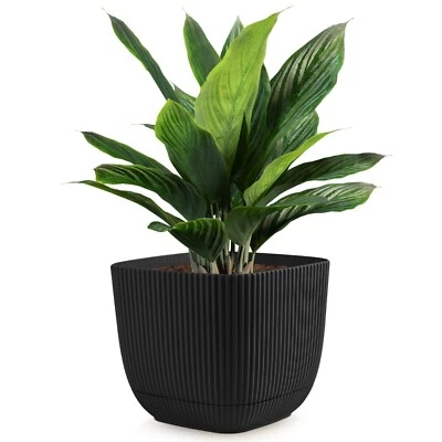 Blumentopf Groß Übertopf 11/15/19 cm Pflanzentopf Geriffelt mit Untersetzer - Bild 1 von 4