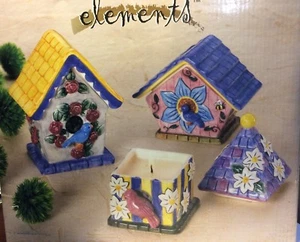 Elements - Set of Three Ceramic wax filled birdhouses - White blossom scented - Picture 1 of 6